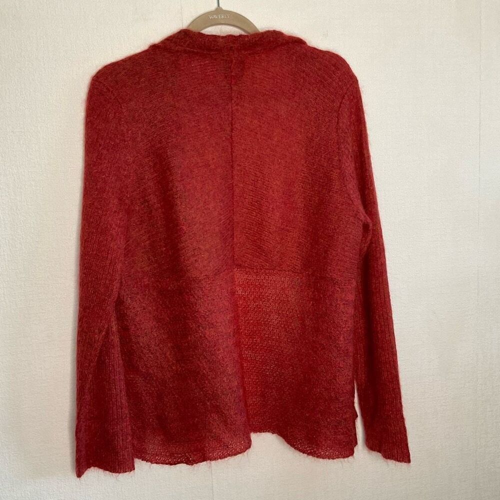 Eileen Fisher Women L Mohair Melange Cardigan Sweater Minimalist Fuzzy OpenFront - Picture 7 of 11